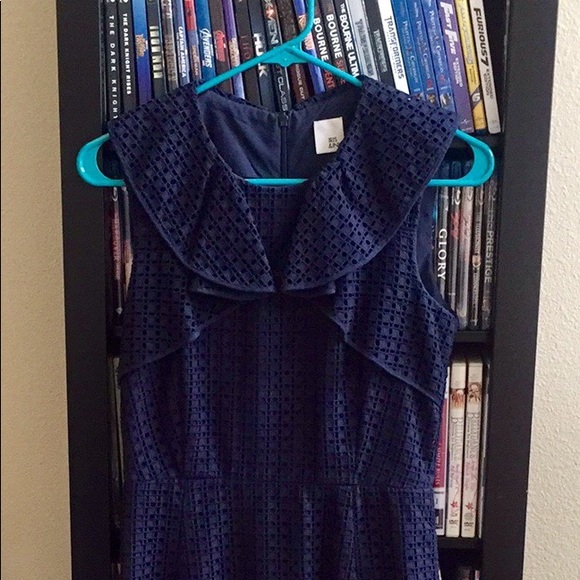 Chic Navy Blue Eyelet Dress with Pockets. 👗👗 - Picture 2 of 8